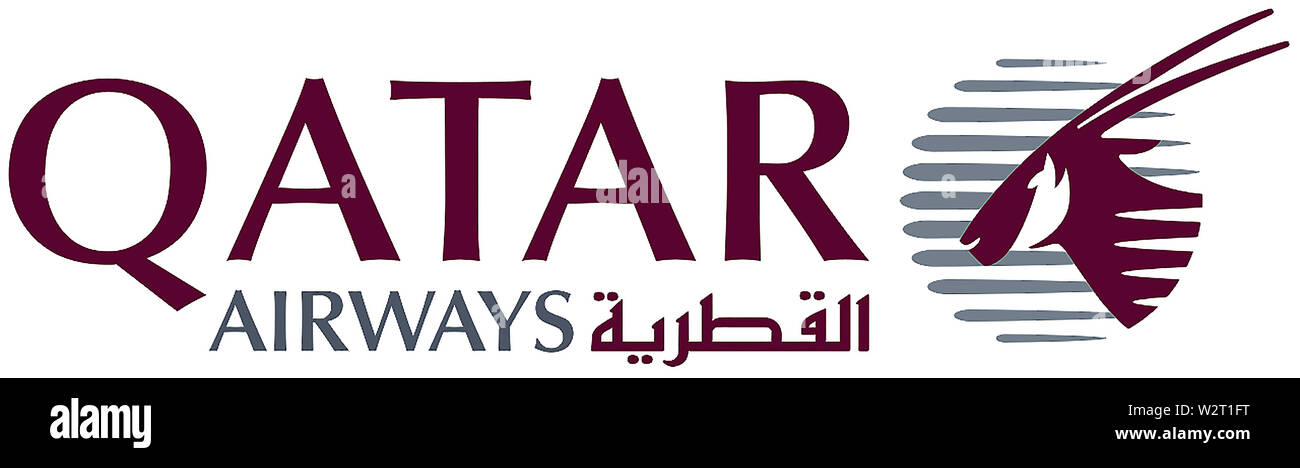 Logo der Qatar Airways Firma mit Sitz in Doiha - Qatar. Stockfoto