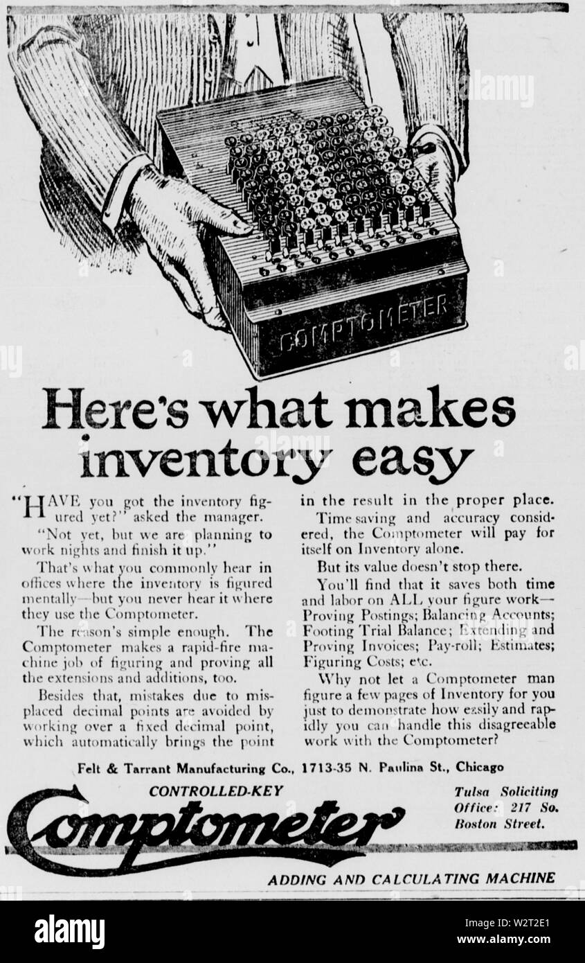 Comptometer ad 1917 (2) Stockfoto