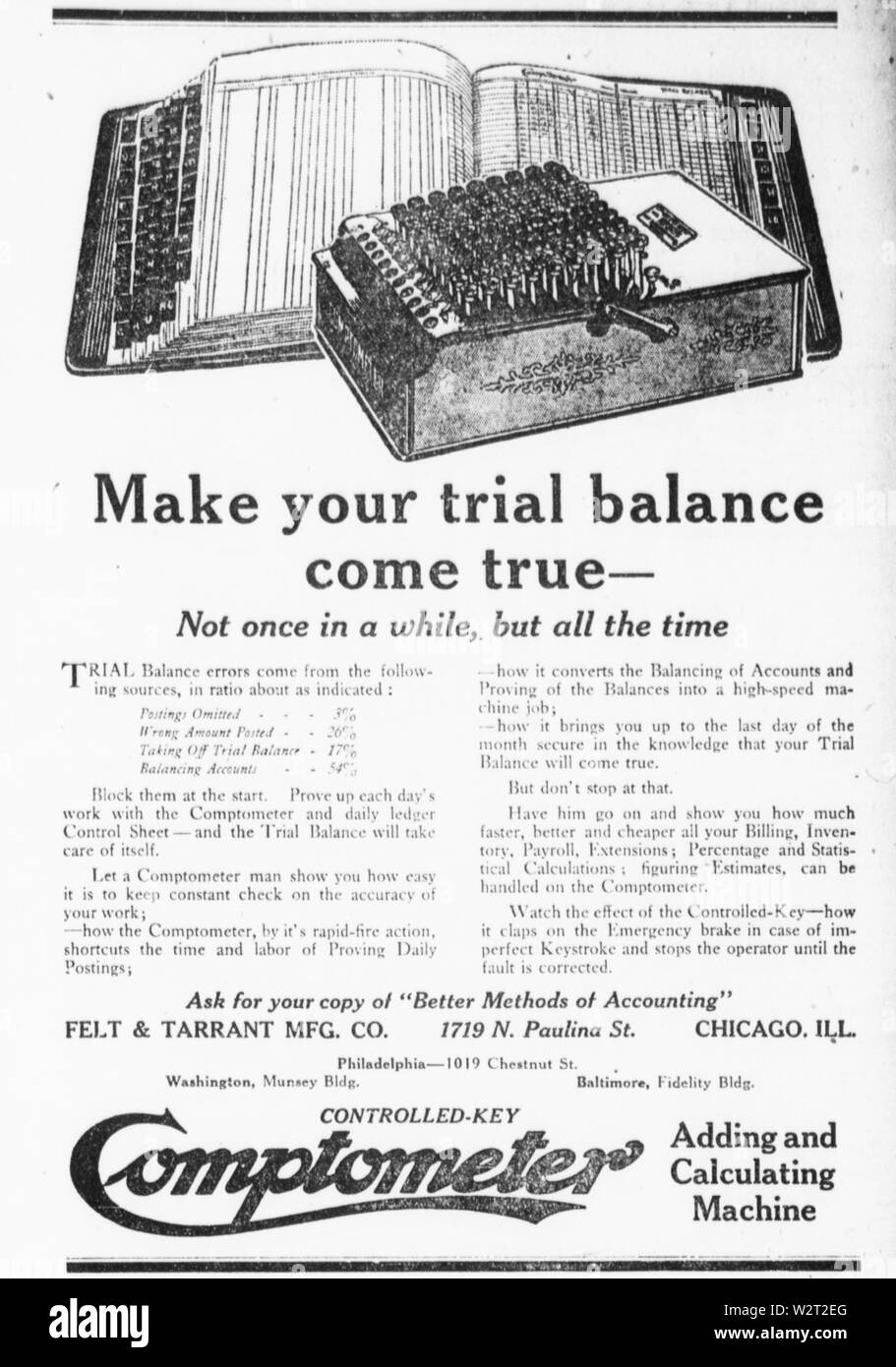 Comptometer ad 1917 (7) Stockfoto