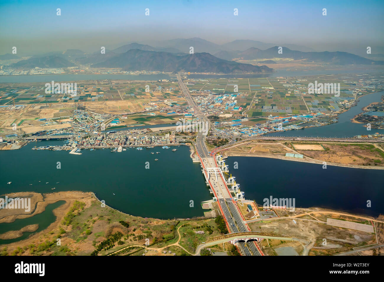 Luftaufnahme der Stadt Busan in Südkorea Stockfoto