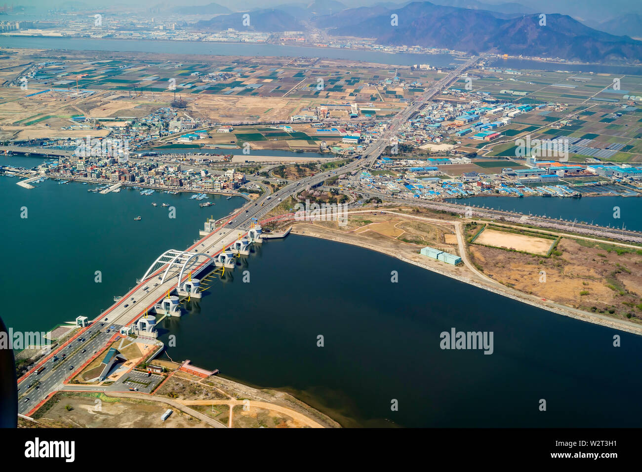 Luftaufnahme der Stadt Busan in Südkorea Stockfoto