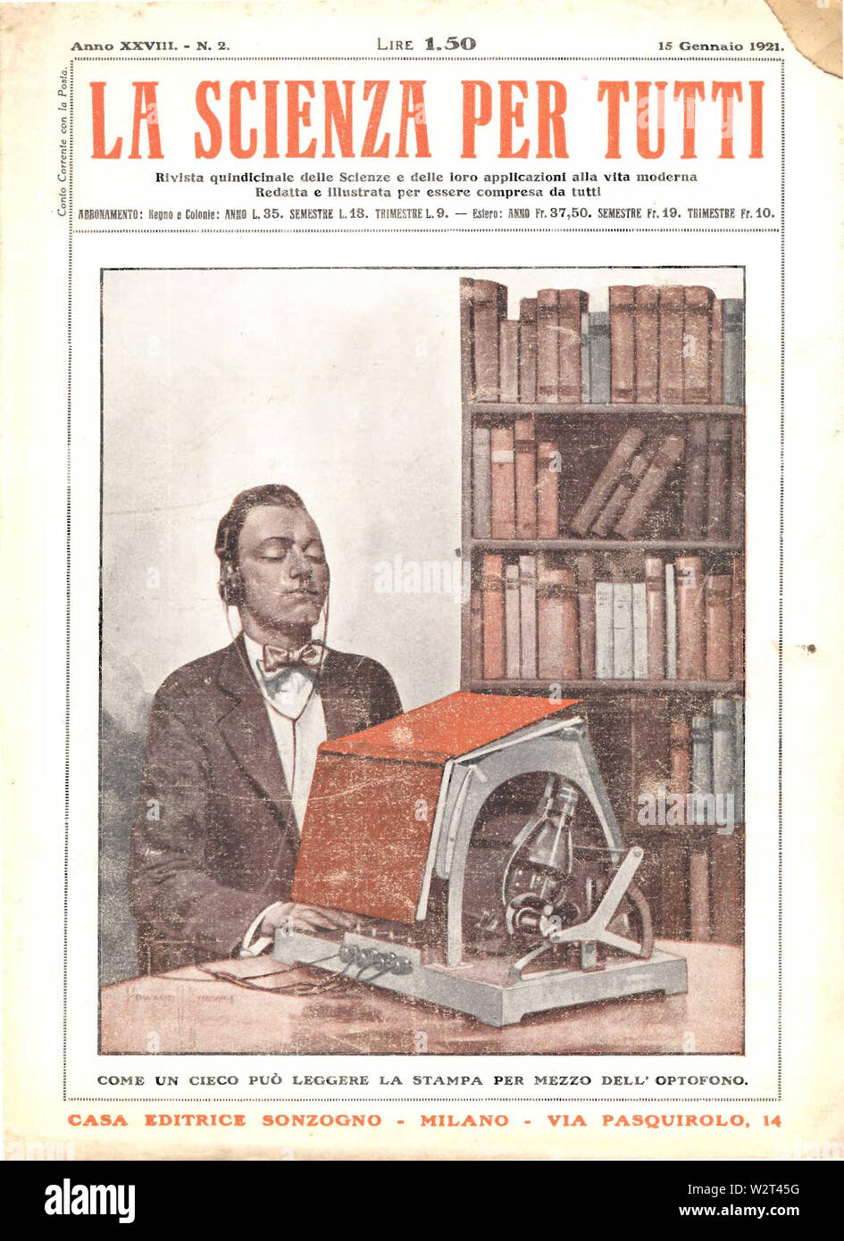 Copertina della rivista LA SCIENZA PER TUTTI 1921-02 Stockfoto