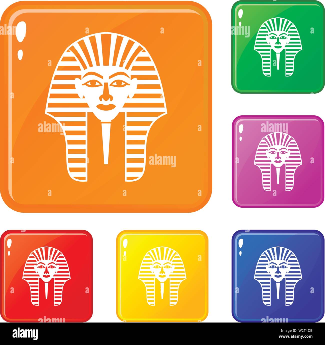 Tut-ench-Amun Maske Icons Set Vector Farbe Stock Vektor