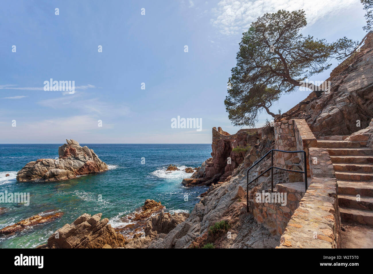 Fußweg, Cami de Ronda in Lloret de Mar, Costa Brava, Katalonien, Spanien. Stockfoto