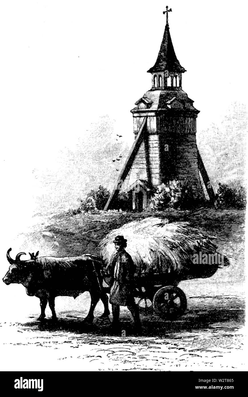 Aus Dalarna, Mora Glockenturm, Harper's 1883 Stockfoto