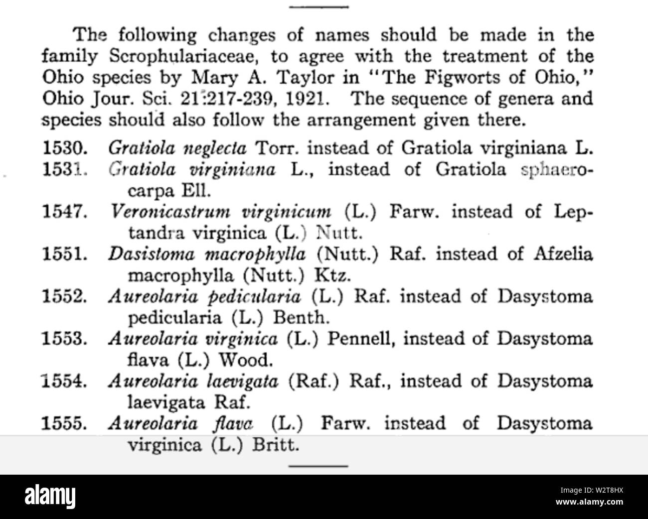 Zu dasystoma Aureolaria, virginica und Flava erhalten die Ohio Journal der Wissenschaft p 93 Band 22 (1921-22), der Ohio State University Columbus geschaltet Stockfoto