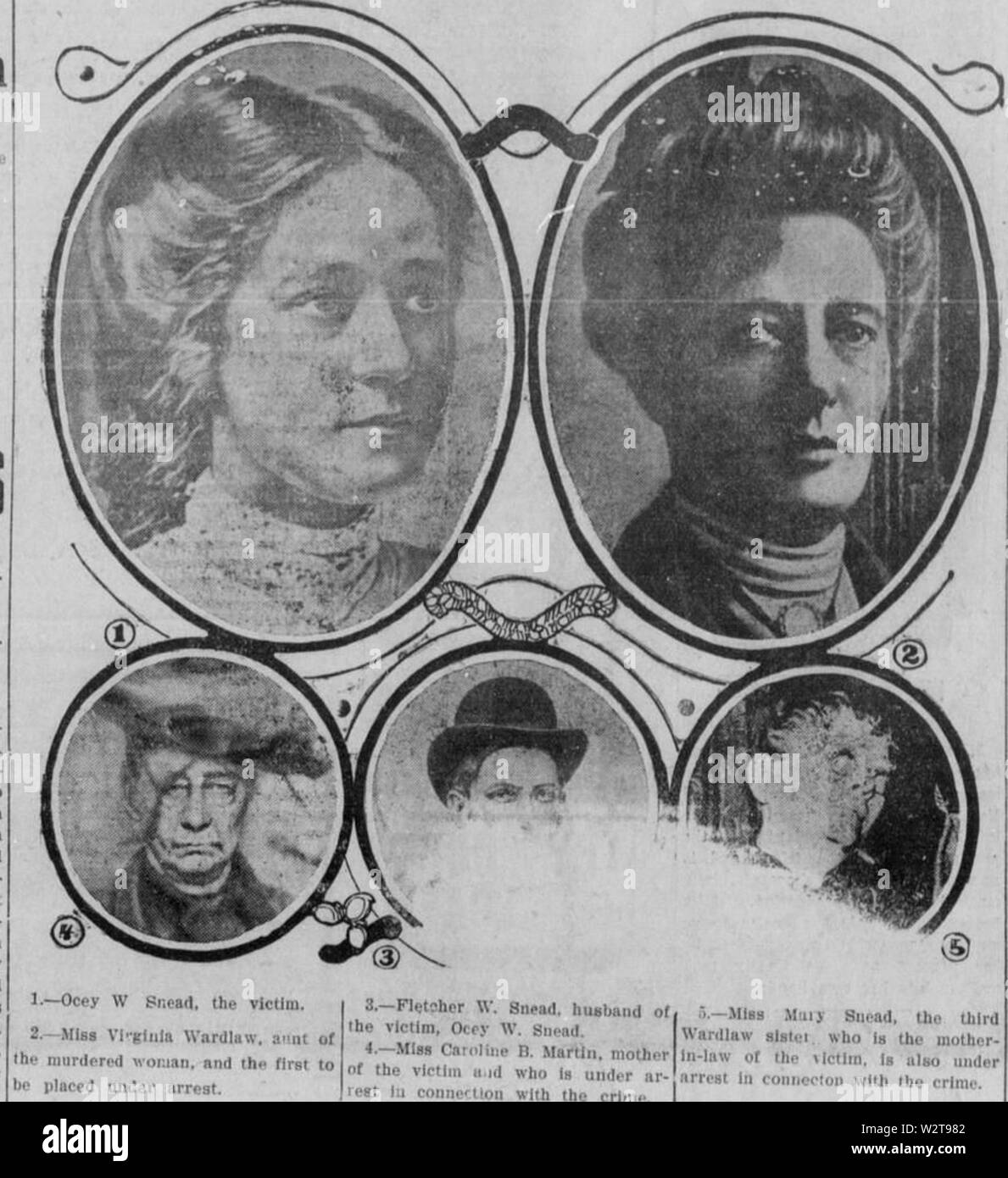 Tod von Ocey Snead in der Shawnee News von Shawnee, Oklahoma am 16. Mai 1910 Stockfoto
