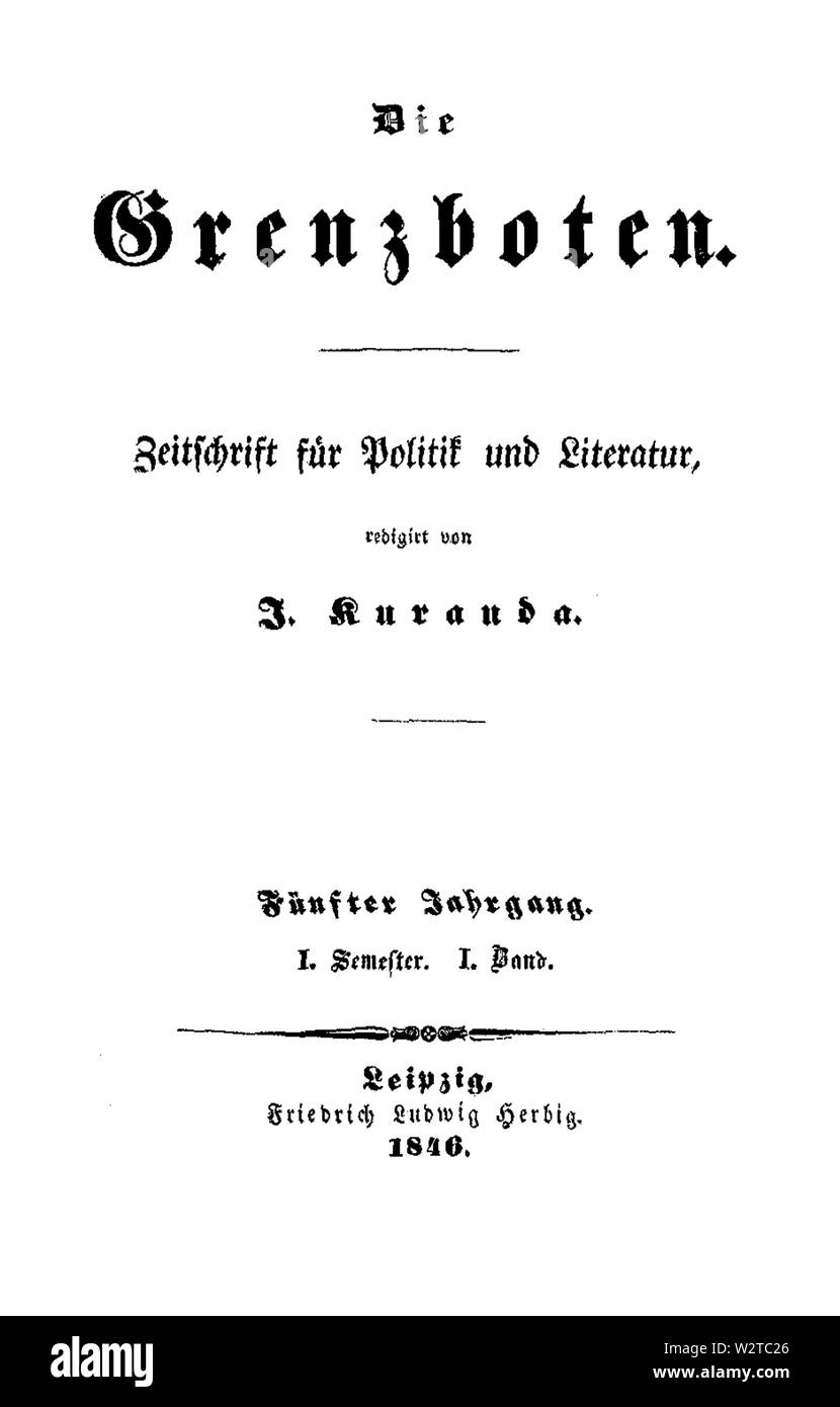 Die Grenzboten 1846 Titel Stockfoto