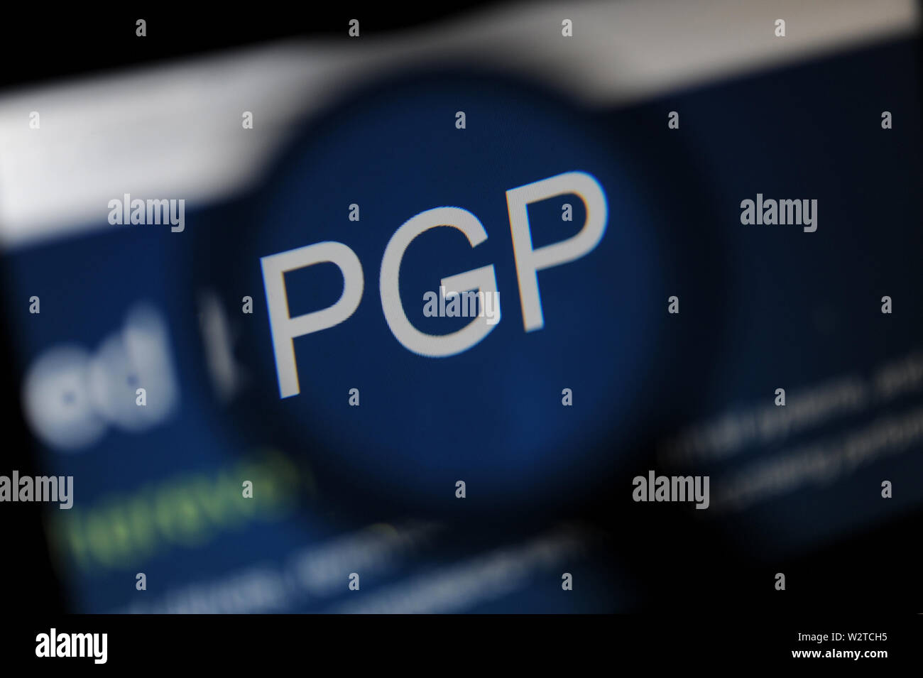 Verschlüsselung von PGP auf der Symantec Website powered Stockfoto