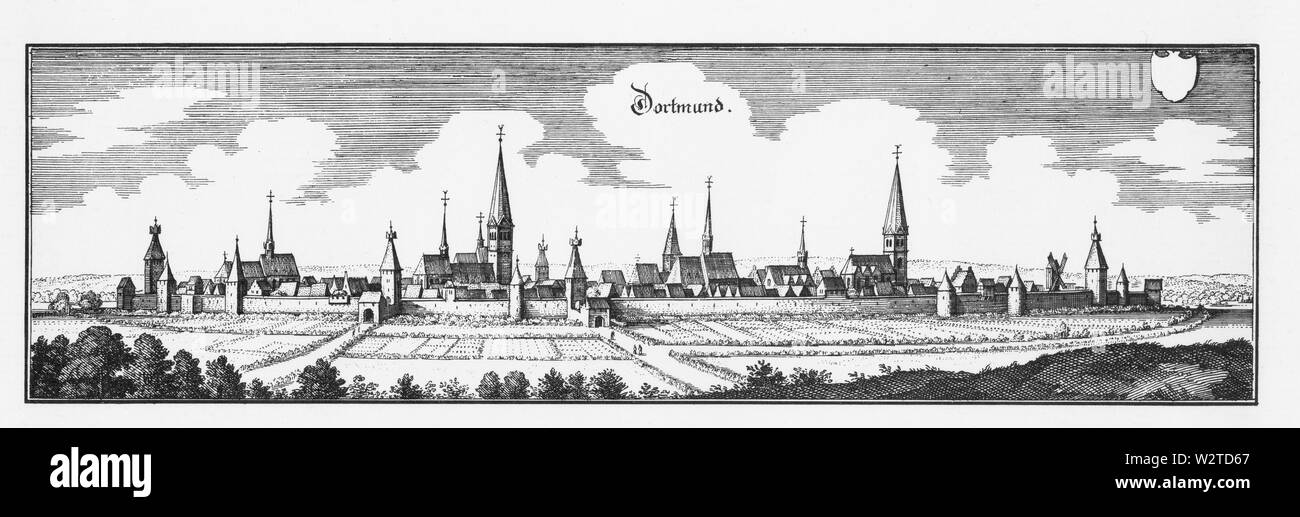 Dortmund um 1647 M Merian klein Stockfoto