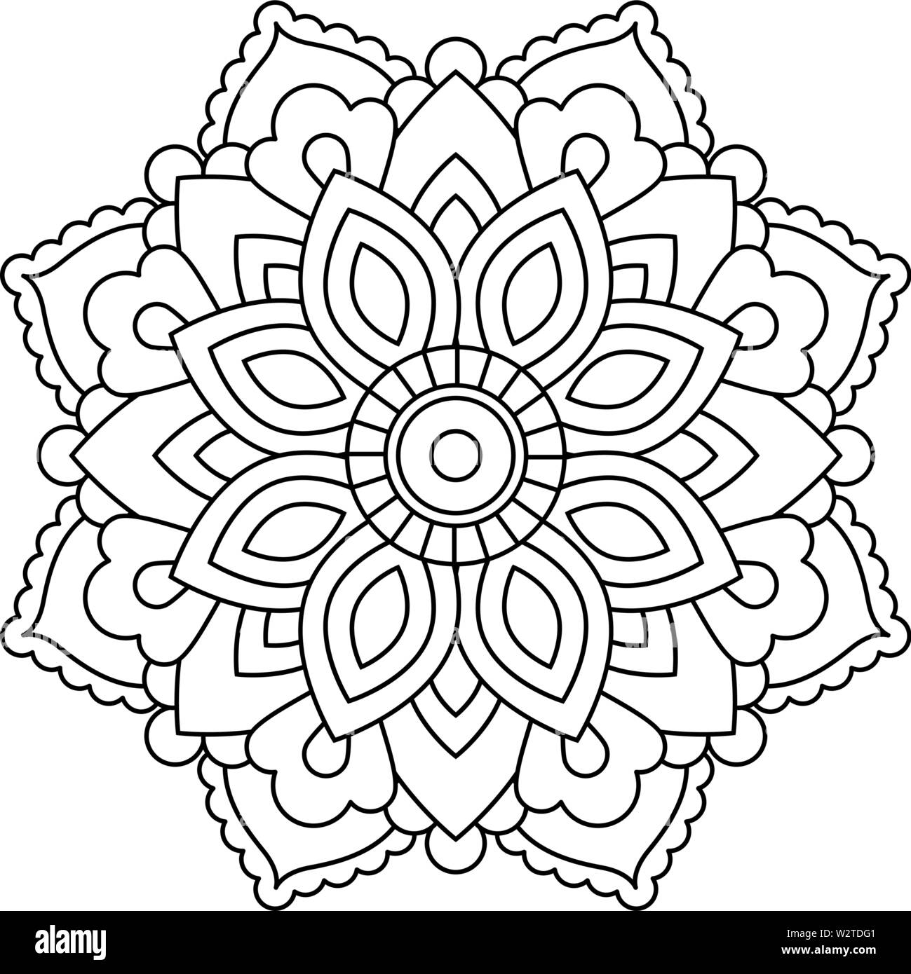 Mandala in ethnischen orientalischen Stil. Dekorative vintage Blume für Henna, Yoga, mehendi, Tattoo, Malbuch Seite. Zentangle inspirierten Stil. Stock Vektor