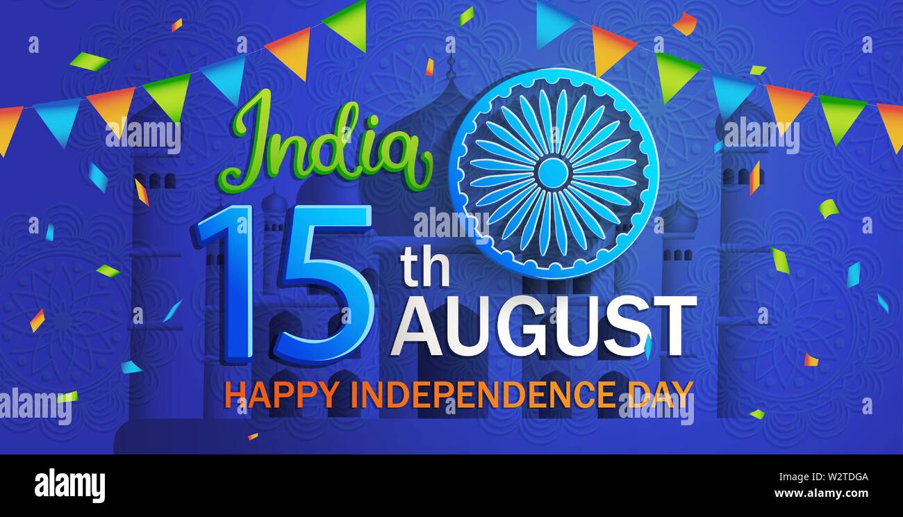 Banner zum Tag der Unabhängigkeit von Indien. Stock Vektor