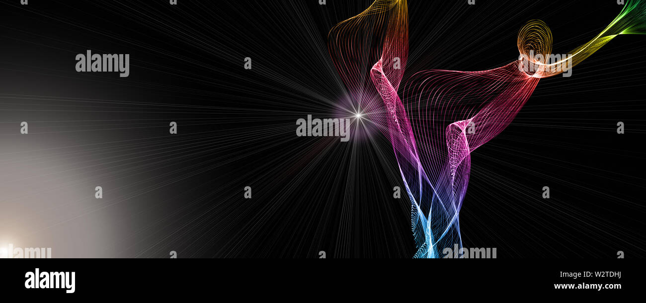 Futuristische wave panorama Hintergrund Design mit Beleuchtung Stockfoto