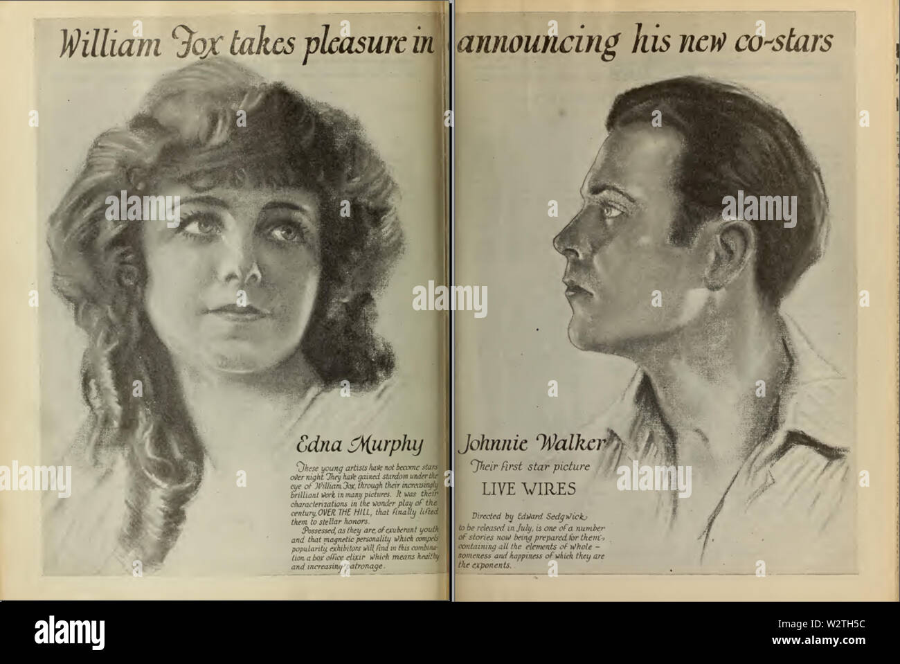 Edna Murphy und Johnny Walker in spannungsführenden Leitungen von Edward Sedgwick Film täglich 1921 Stockfoto