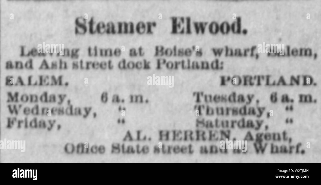 Elwood Werbung 1892 Stockfoto