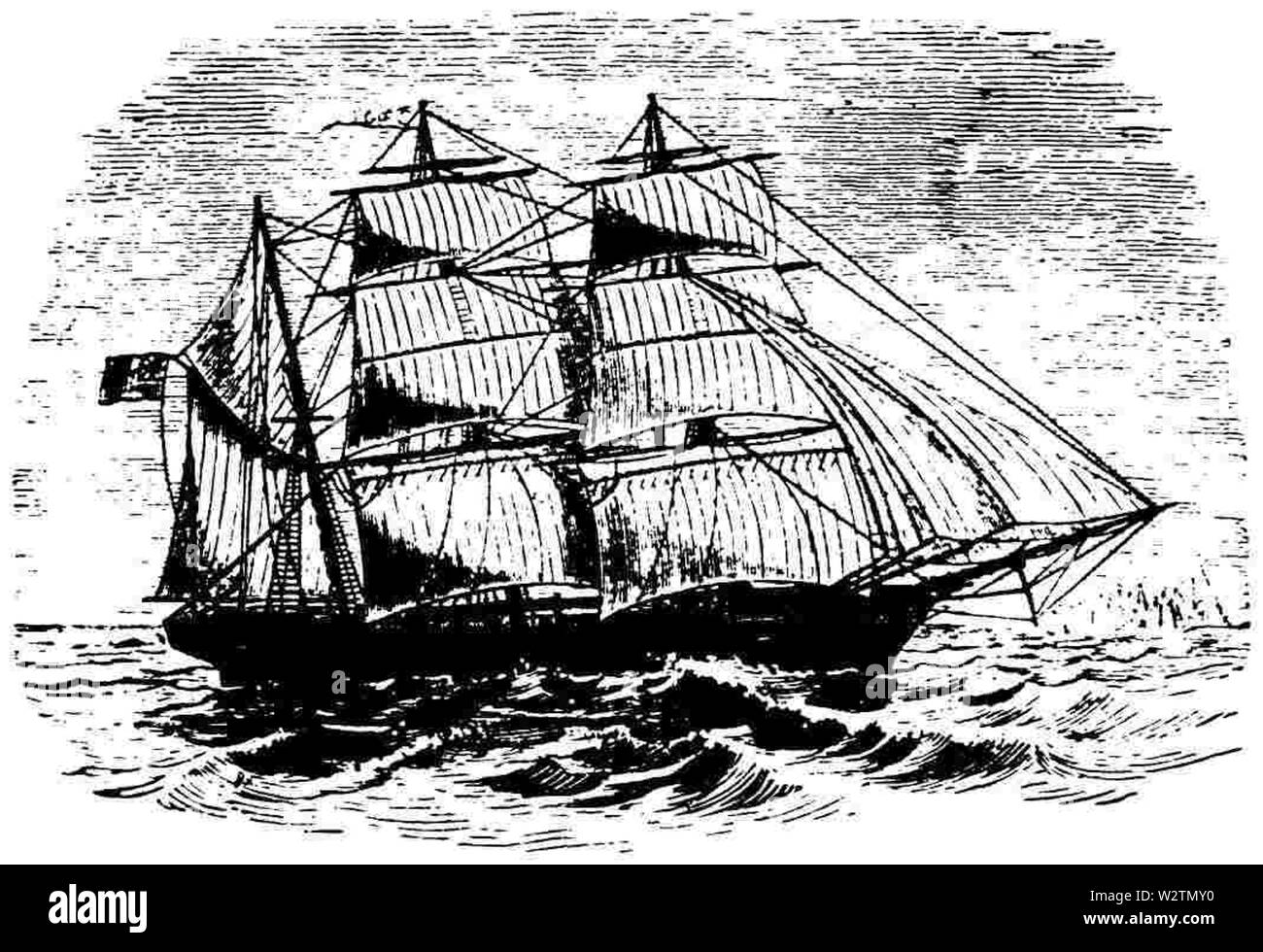 Ätzen der Herrnhuter Mission Schiff Harmonie Nummer 4c 1888 Stockfoto