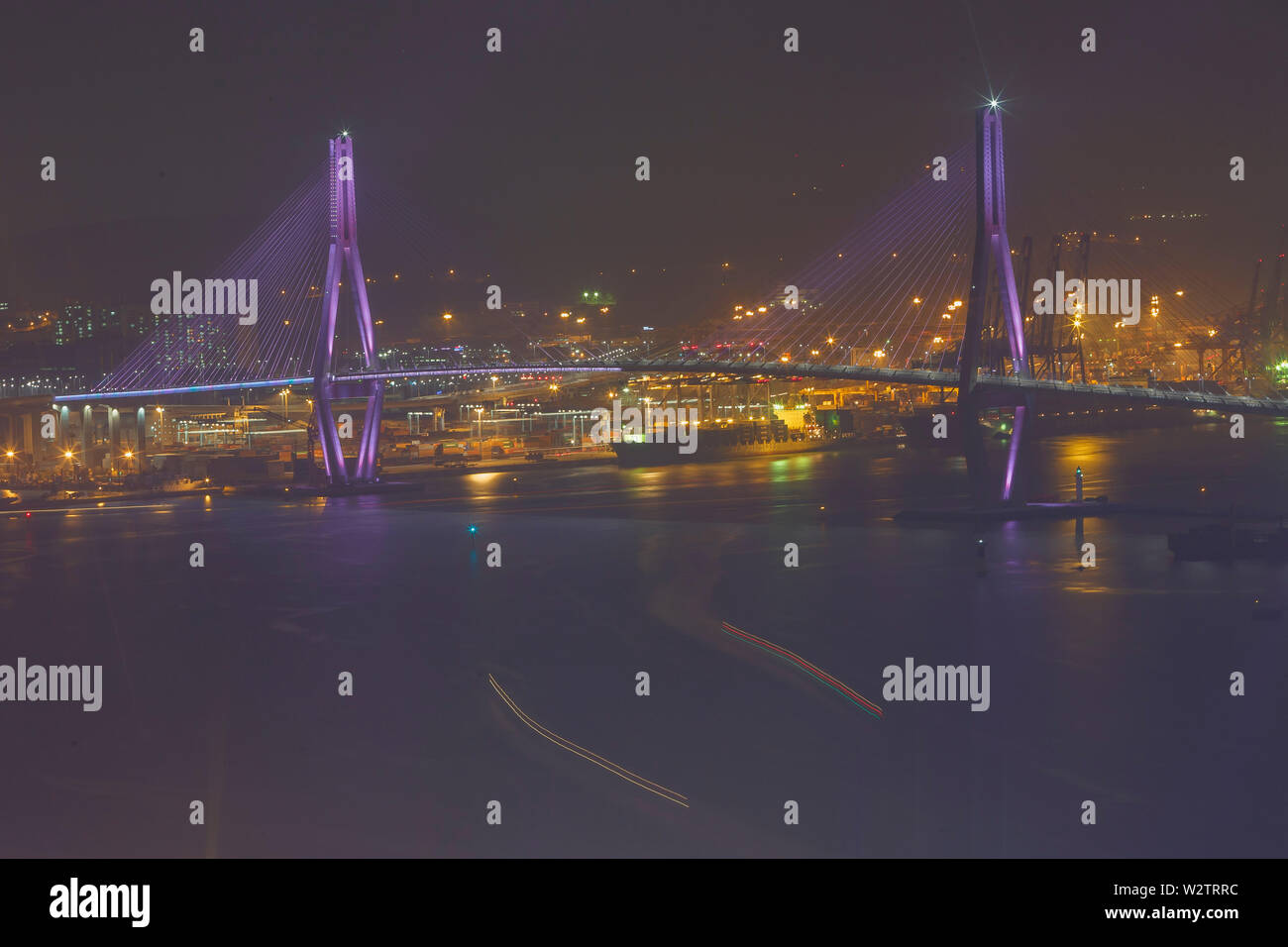 Nacht Luftbild der Busan Stadtbild von Busan Turm in Busan, Südkorea Stockfoto