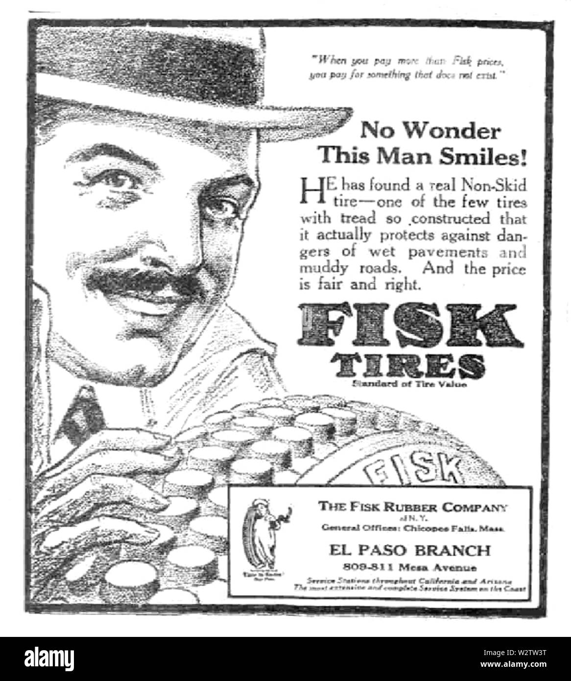 Fisk Reifen 1917 Zeitung Anzeige Stockfoto