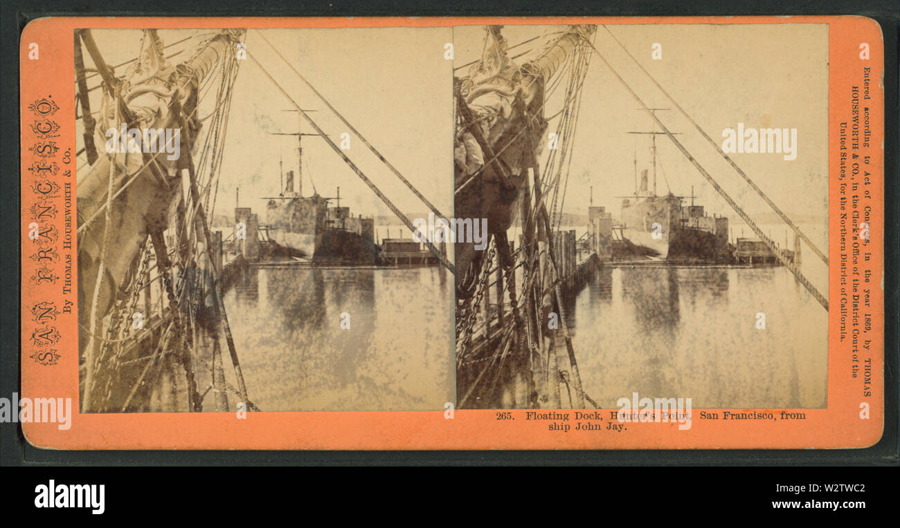 Schwimmdocks, Hunter's Point, San Francisco, vom Schiff John Jay, von Thomas Houseworth & Co. Stockfoto