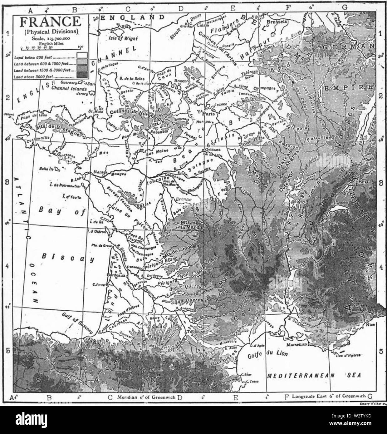 Frankreich 1911 Topo Stockfoto