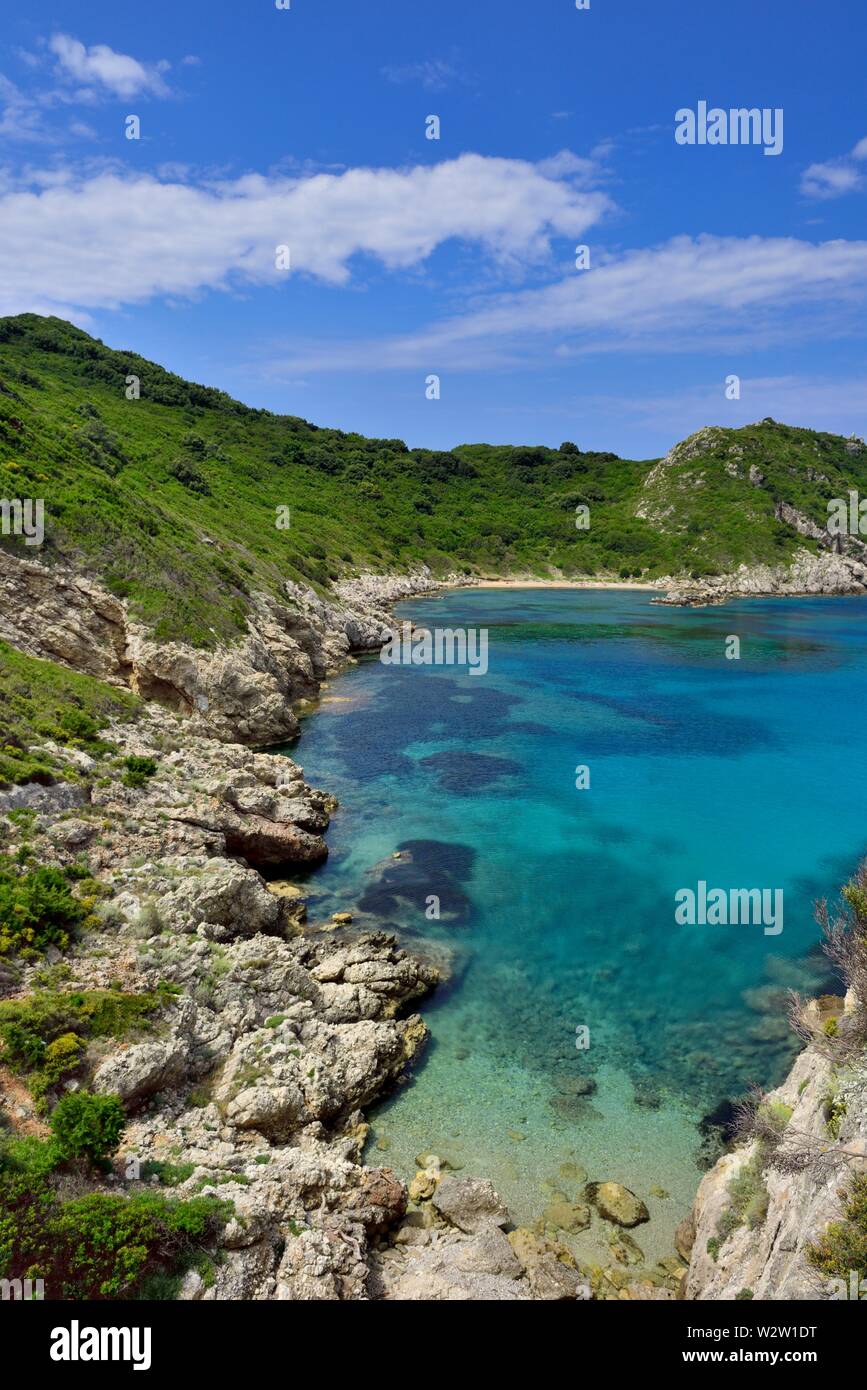 Porto timoni, Kap Arillas und Afionas, Korfu, Griechenland, Ionische Inseln Stockfoto