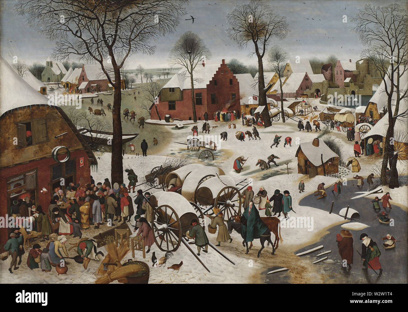 Die Volkszählung zu Bethlehem (um 1600) Gemälde von Pieter Bruegel (Brueghel) die Jüngeren (II) - Sehr hohe Qualität und Auflösung Stockfoto