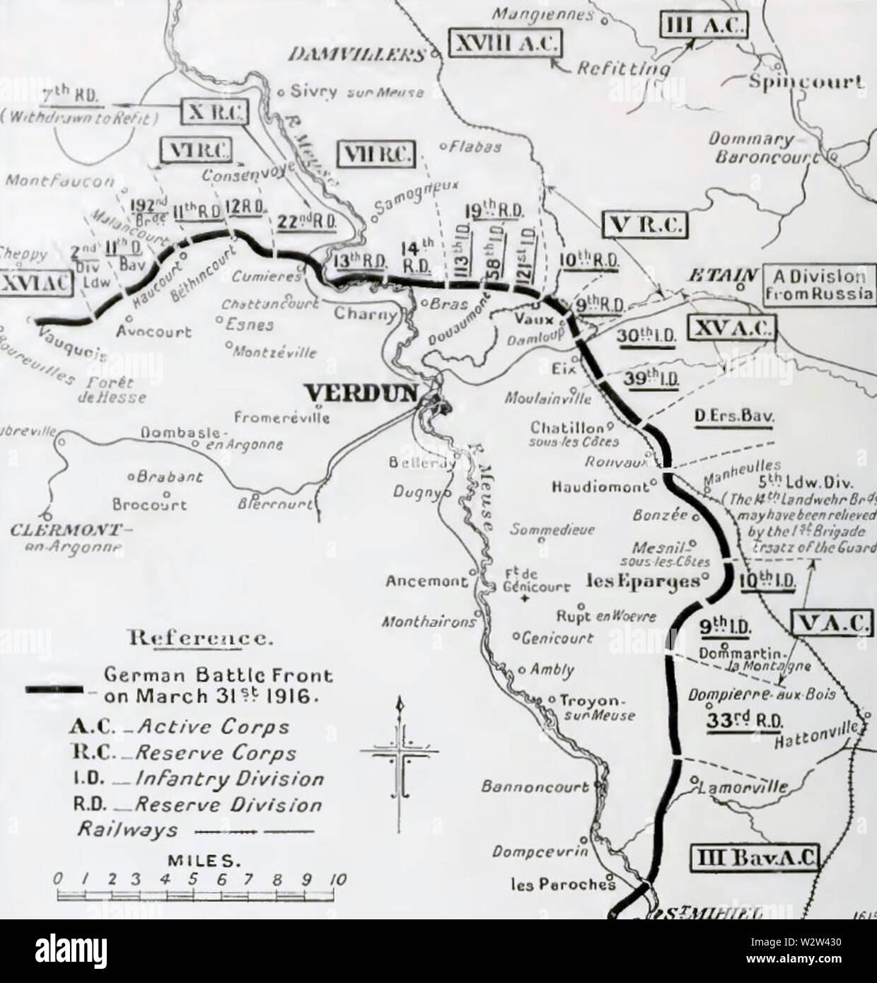 Deutsche Dispositionen bei Verdun, 31. März 1916 Stockfoto