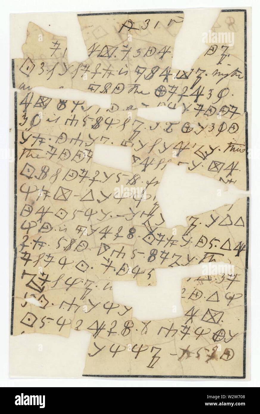 Greenhow cipher WDL Stockfoto