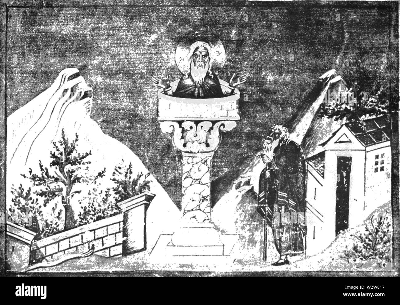 HDFRE V4 D087 Saint Daniel Stylites auf seine Spalte Stockfoto