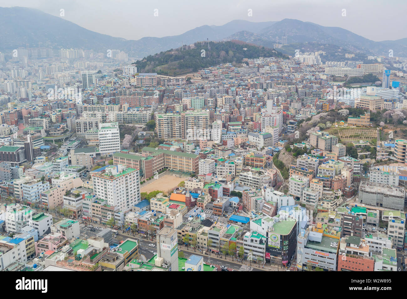Busan, APR 2: Luftaufnahme der Busan Stadtbild von Busan Turm auf der Apr 2, 2014 in Busan, Südkorea Stockfoto