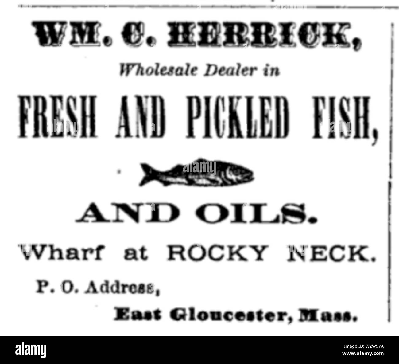 Herrick advert Gloucester Massachusetts um 1870 s Stockfoto