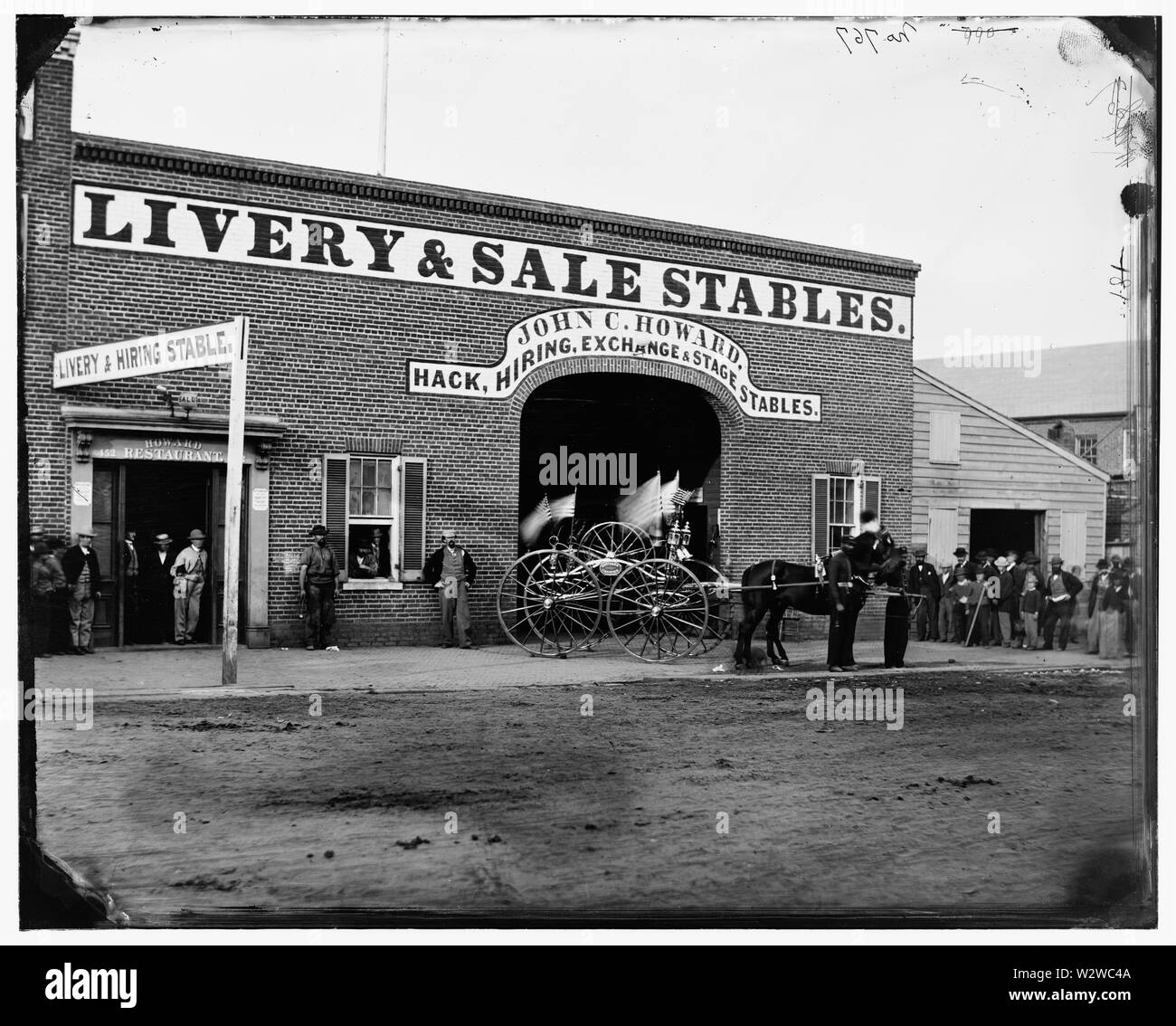Washington, D.C., John C. Howard's stabil auf G-Straße, zwischen der 6. und 7 (wo John H. Surratt Pferde gehalten, bevor sie die Stadt verlassen am 1. April, 1865; Zusammenfassung: Foto von Washington, 1862-1865, die Ermordung von Präsident Lincoln, April-juli 1865. Stockfoto