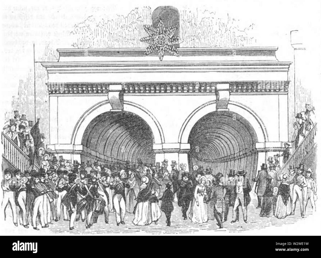 Illustrirte Zeitung (1843) 01 006 2 Tunneleingang an der Flußseite von Rotherhithe Stockfoto