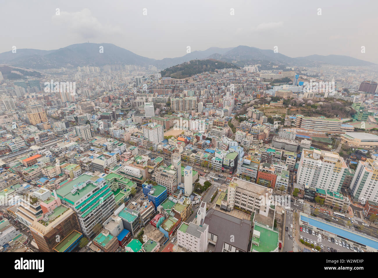 Busan, APR 2: Luftaufnahme der Busan Stadtbild von Busan Turm auf der Apr 2, 2014 in Busan, Südkorea Stockfoto