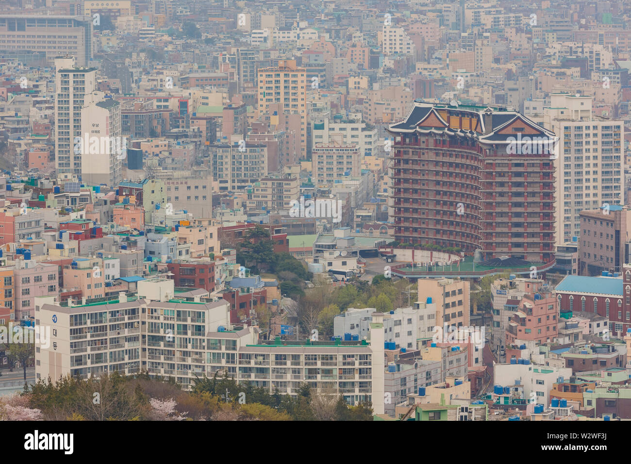 Busan, APR 2: Luftaufnahme der Busan Stadtbild von Busan Turm auf der Apr 2, 2014 in Busan, Südkorea Stockfoto