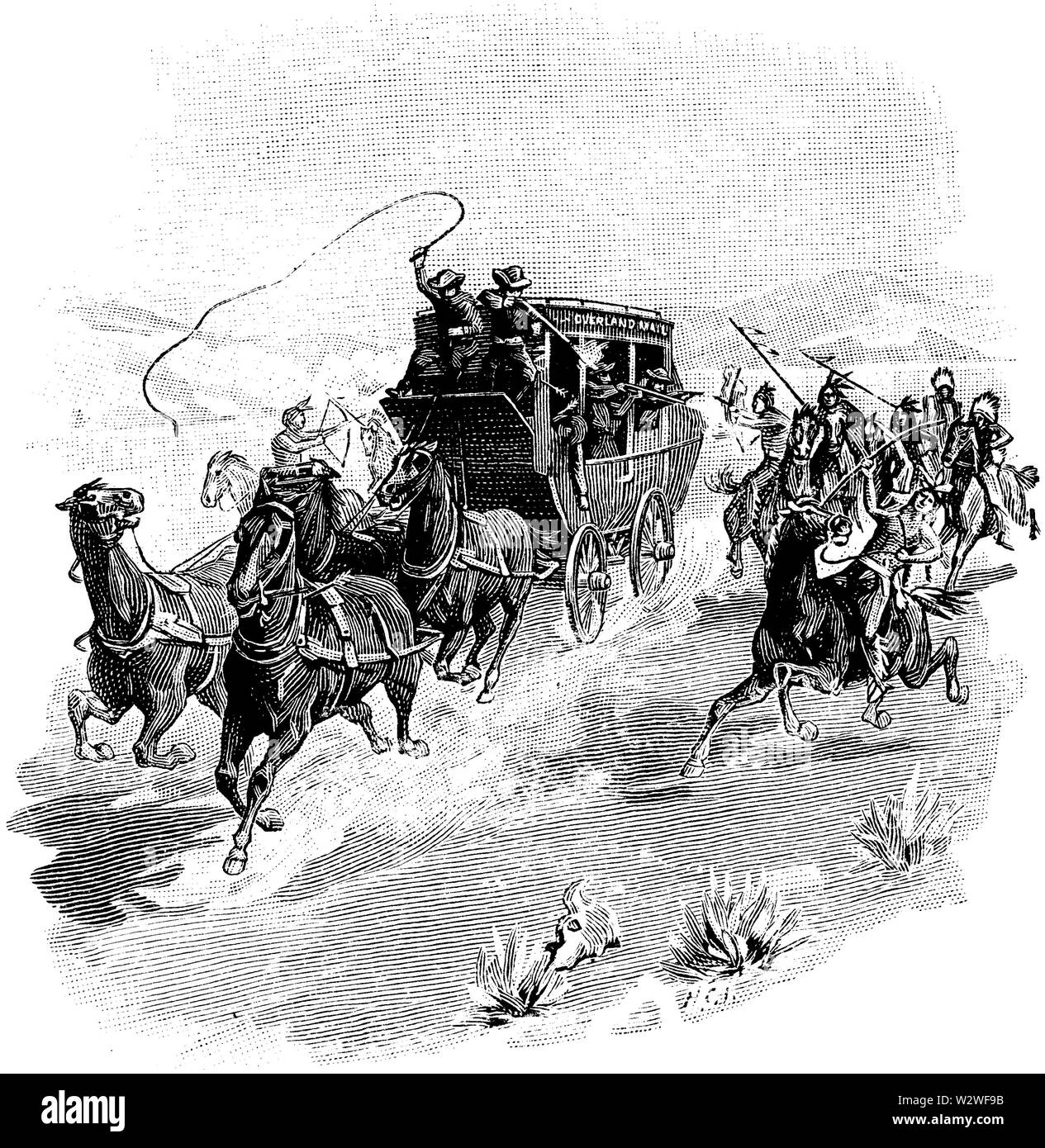 Indianer Angriff auf eine Stage-Coach BAH-P 243 Stockfoto