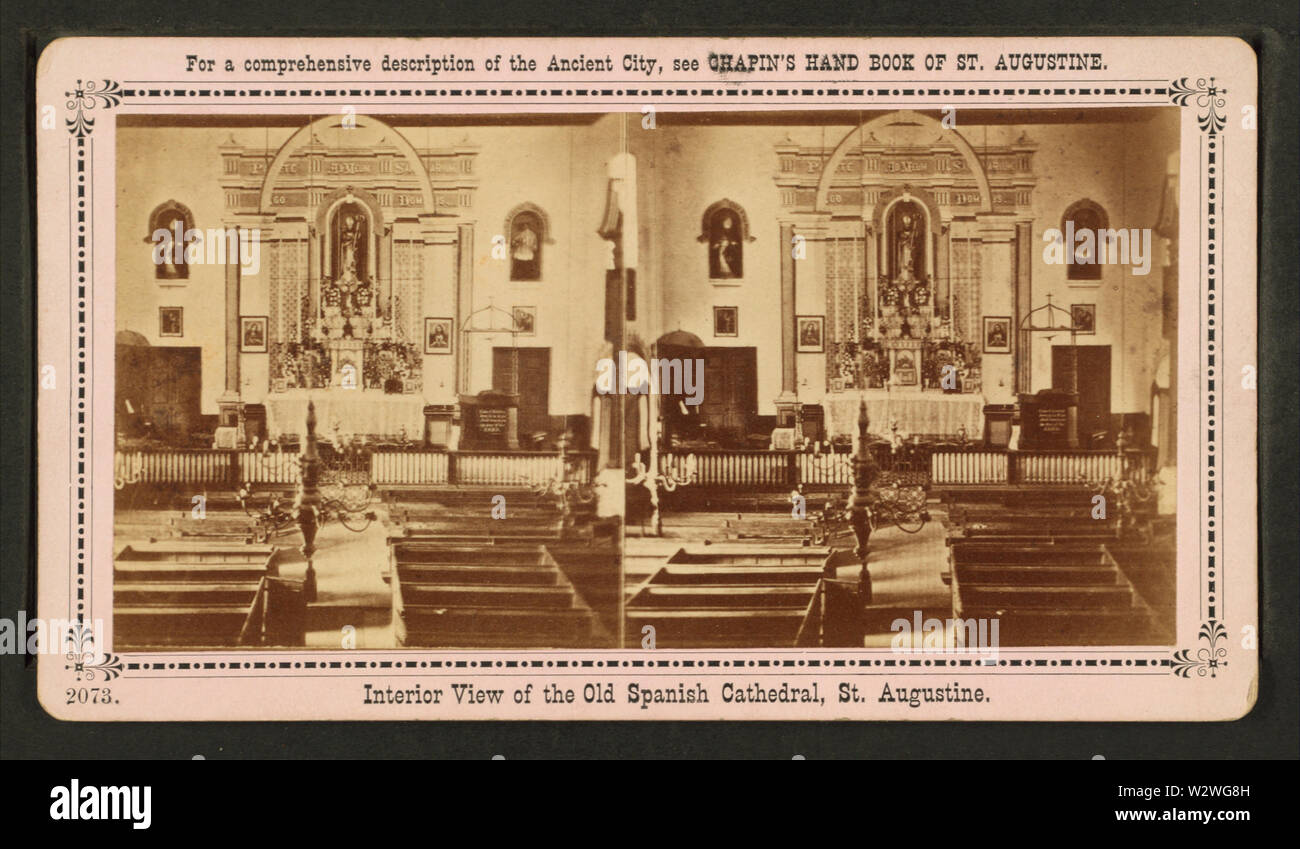 Innenansicht der alten spanischen Kathedrale der Hl. Augustinus, Fla, von Robert N Dennis Sammlung von stereoskopische Ansichten Stockfoto
