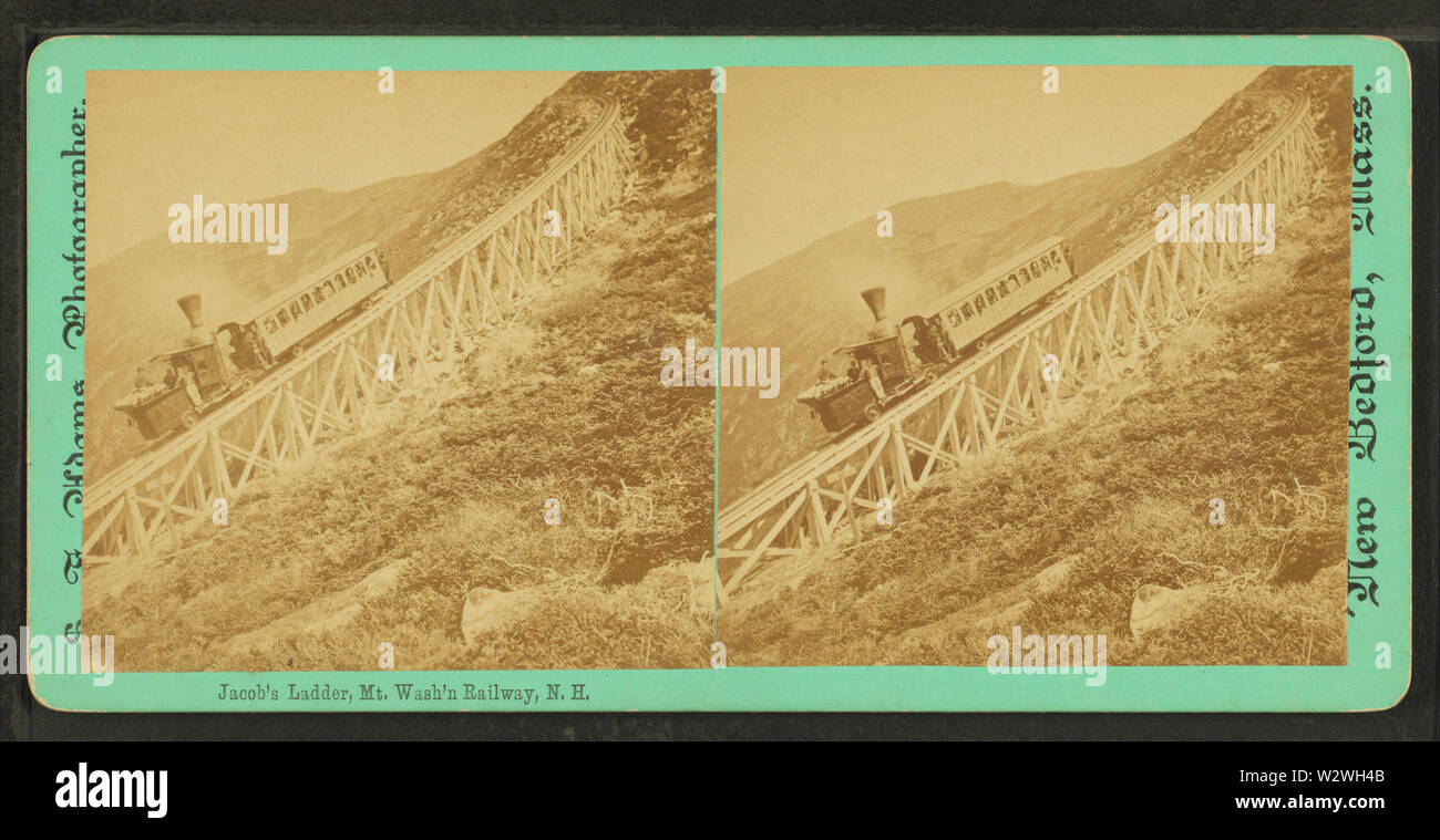 Jacob's Ladder, Mt Washington Railway, NH, Adams, S F, b 1844 Stockfoto
