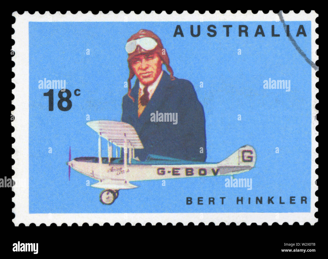 Australien - ca. 1978: eine stornierte Briefmarke aus Australien, die berühmten australischen Piloten, 1978 ausgestellt. Stockfoto