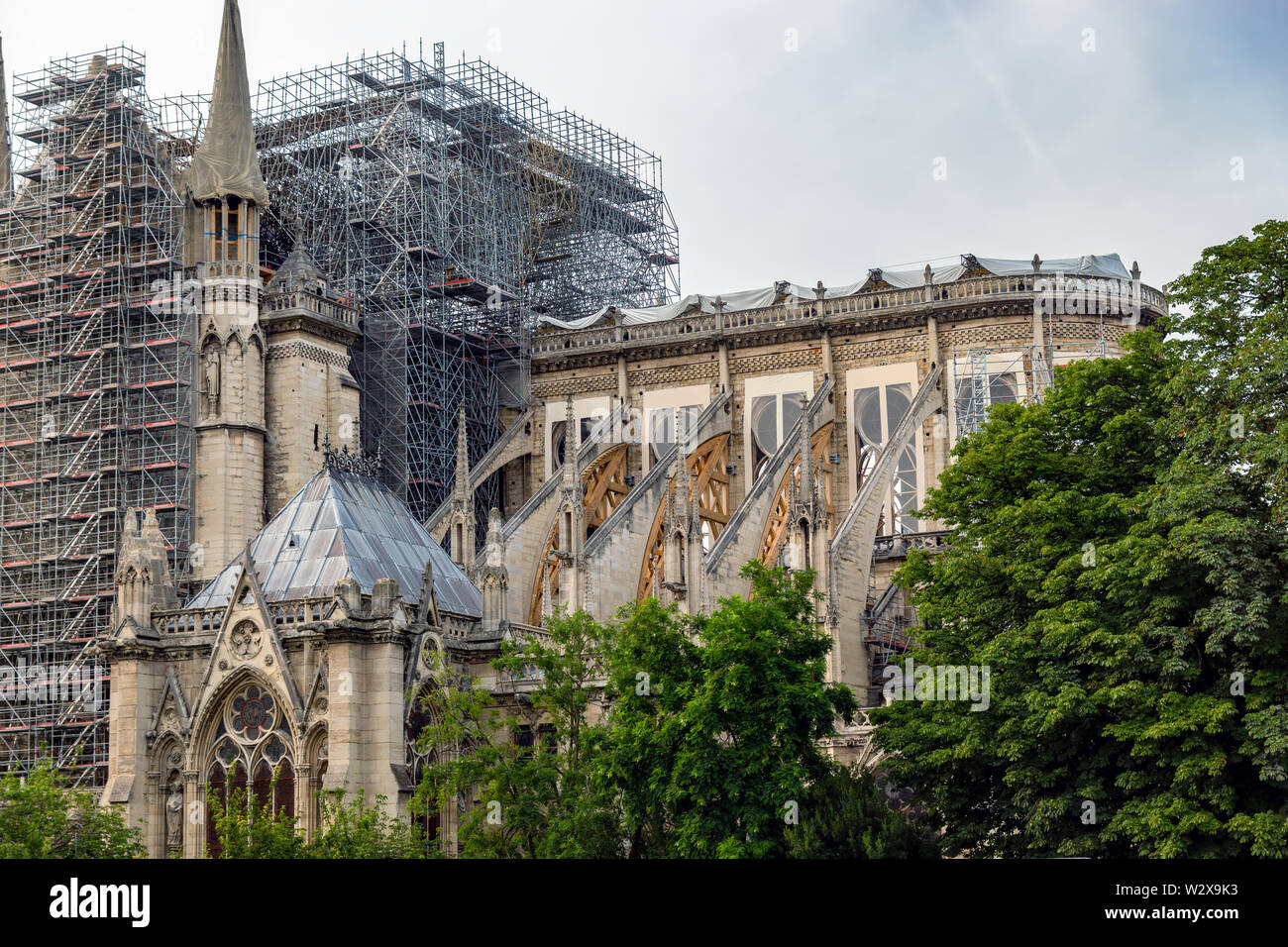 Notre Dame de Paris: Verstärkung der strebebögen nach dem Brand Stockfoto