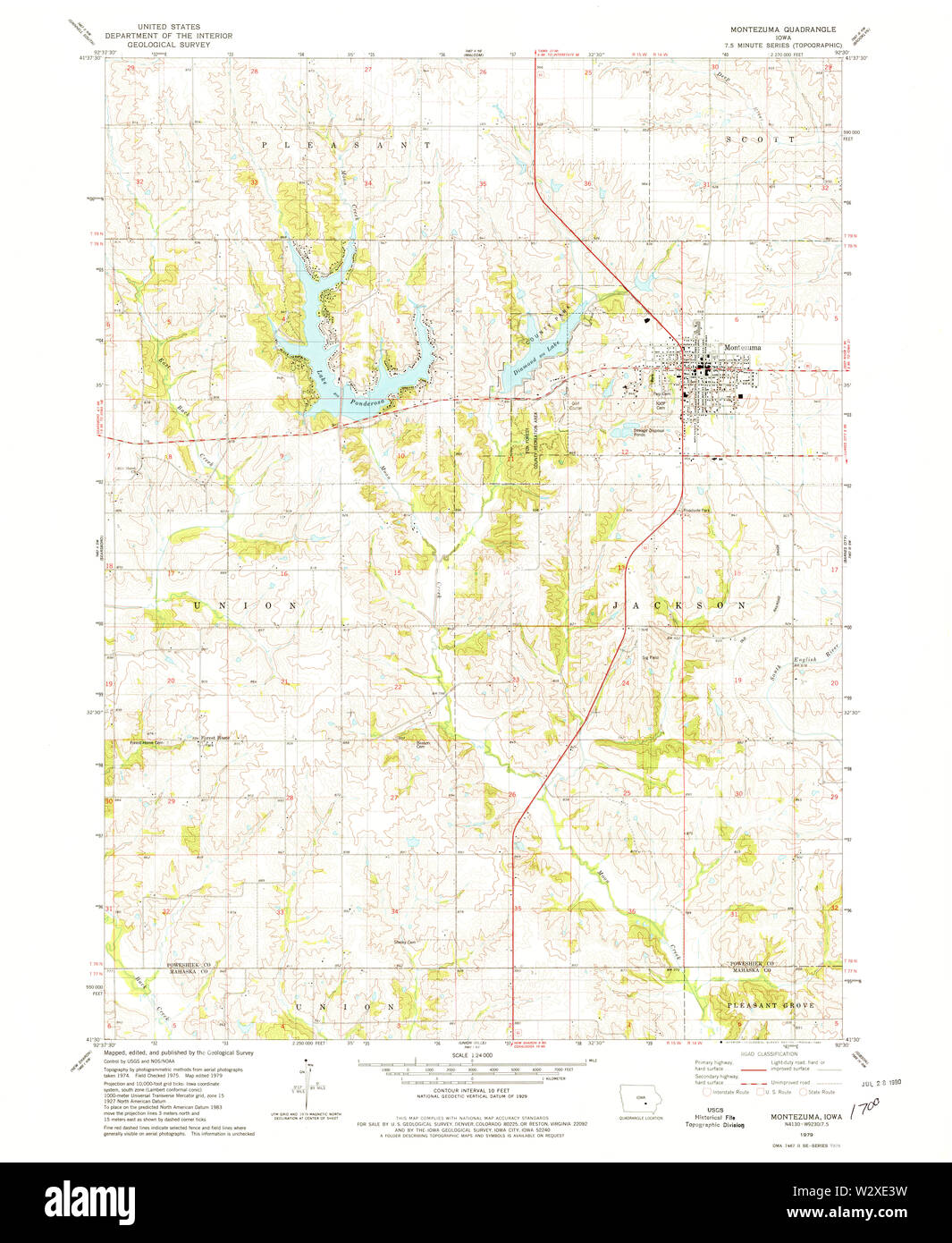 USGS TOPO-Karten Iowa IA Montezuma 175187 1979 24000 Wiederherstellung Stockfoto