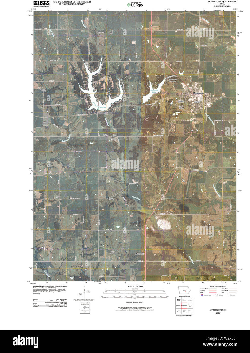 USGS TOPO-Karten Iowa IA Montezuma 20100511 TM Wiederherstellung Stockfoto
