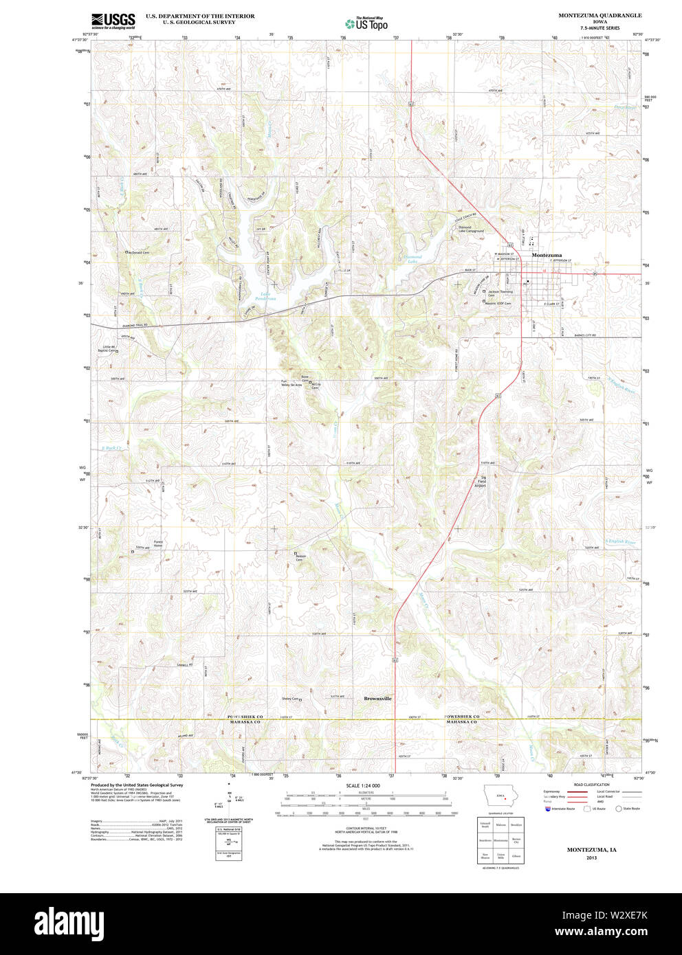 USGS TOPO-Karten Iowa IA Montezuma 20130411 TM Wiederherstellung Stockfoto
