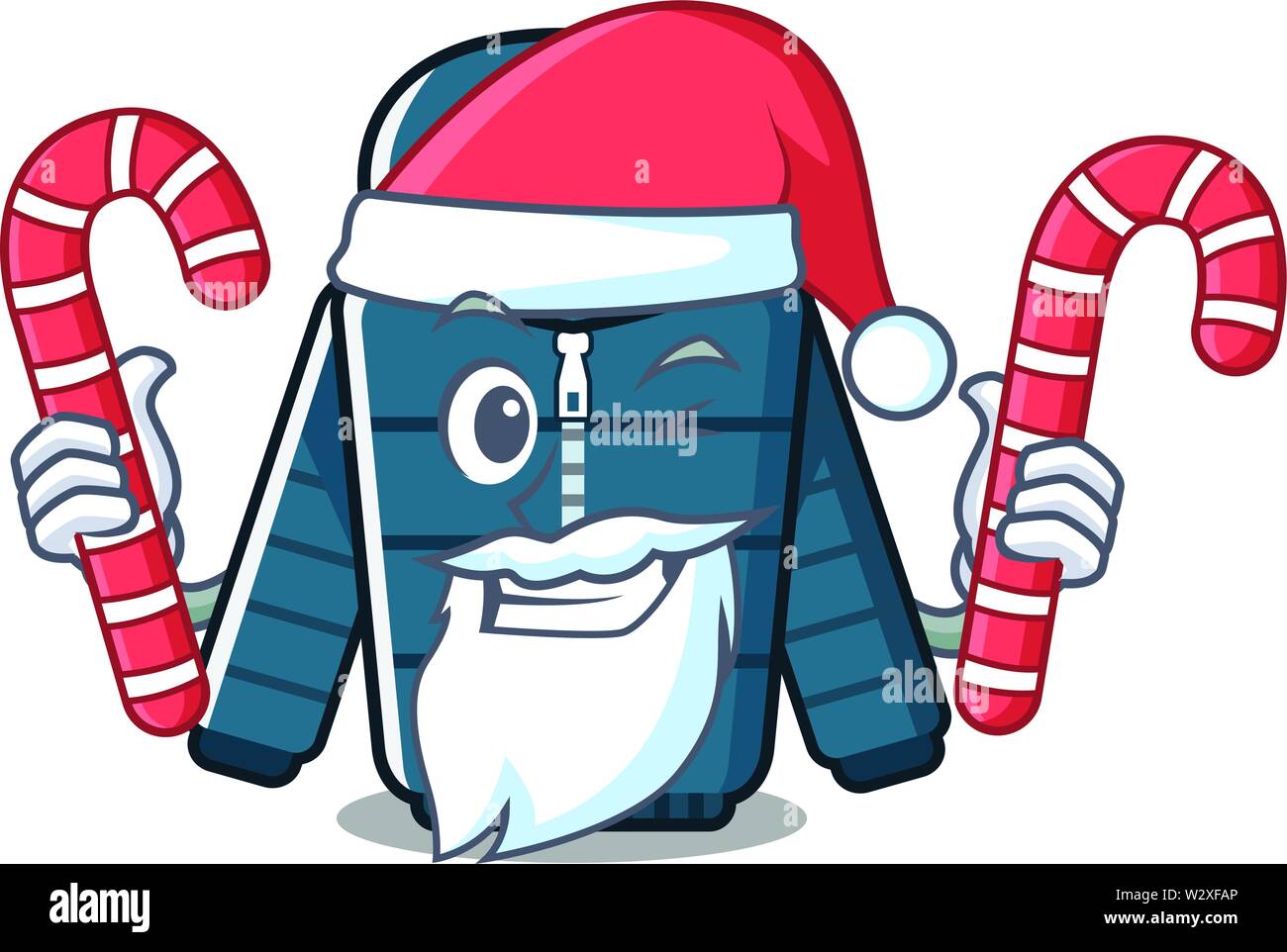 Santa mit Süßigkeiten cartoon Wintermantel in den Schrank aufbewahrt Stock Vektor
