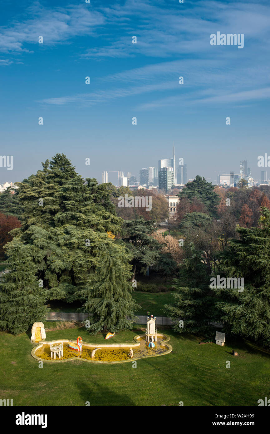 Italien, Lombardei, Mailand, Stadtbild von Triennale Museum Restaurant auf der Dachterrasse Stockfoto