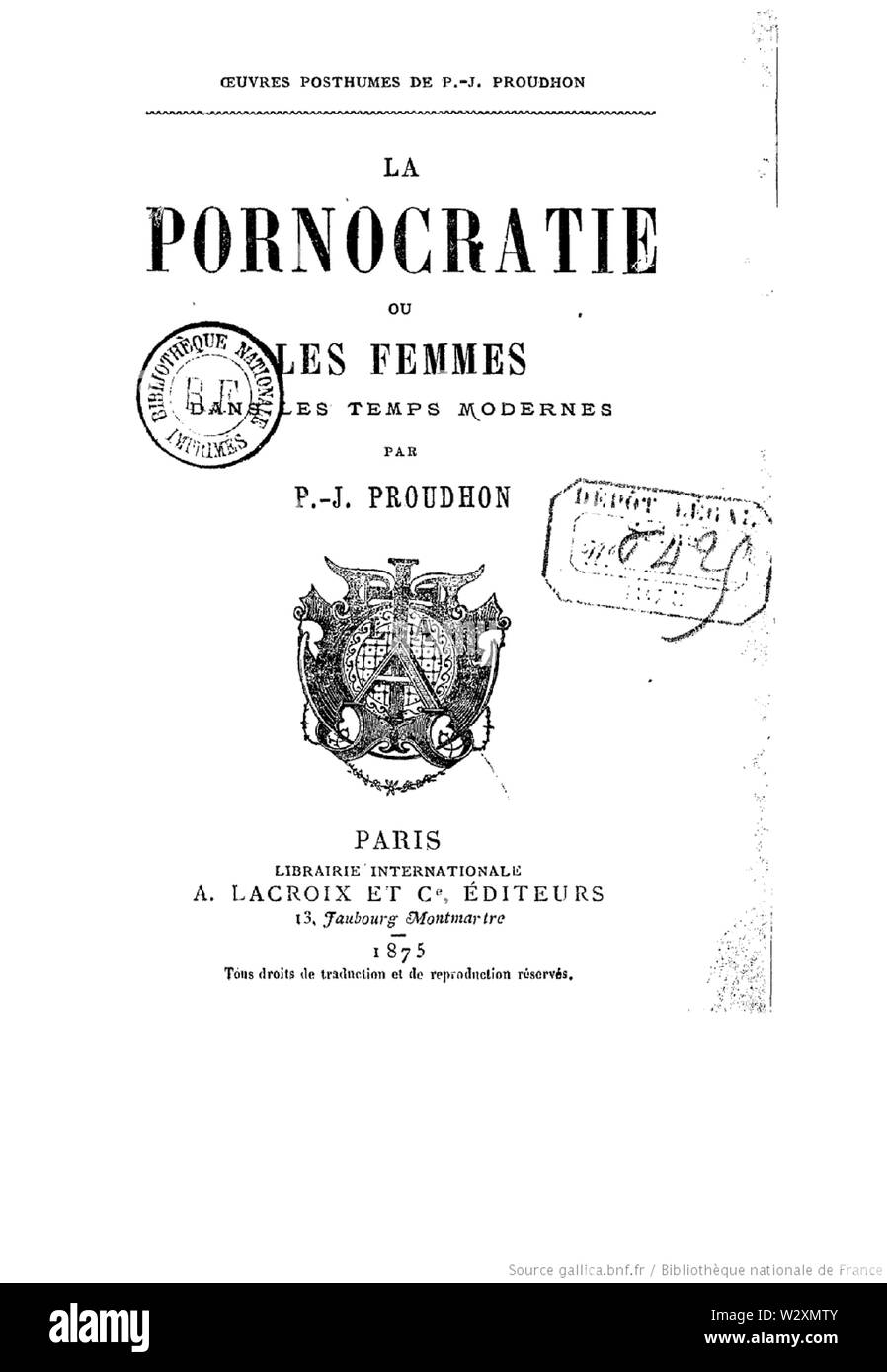 La Pornocratie ou Les femmes Dans Les Temps modernes Stockfoto