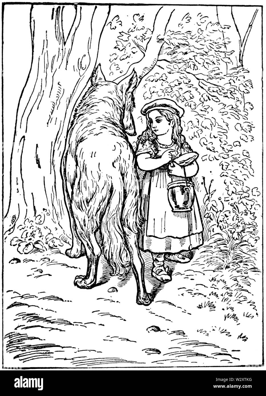 Little Red Riding-Hood in Geschichten von Mother Goose (Welsh) Stockfoto