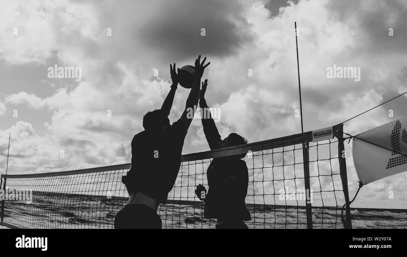 Volleyball in Neringa Stockfoto