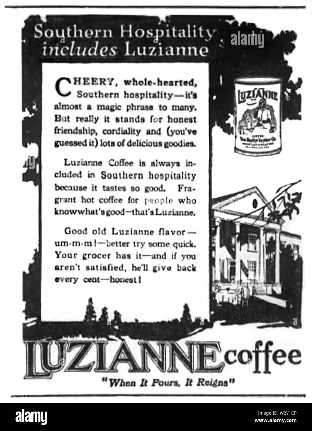 Zeitung Anzeige für luzianne Kaffee, im Cleveland Stern (Shelby, NC), September 1918. Stockfoto