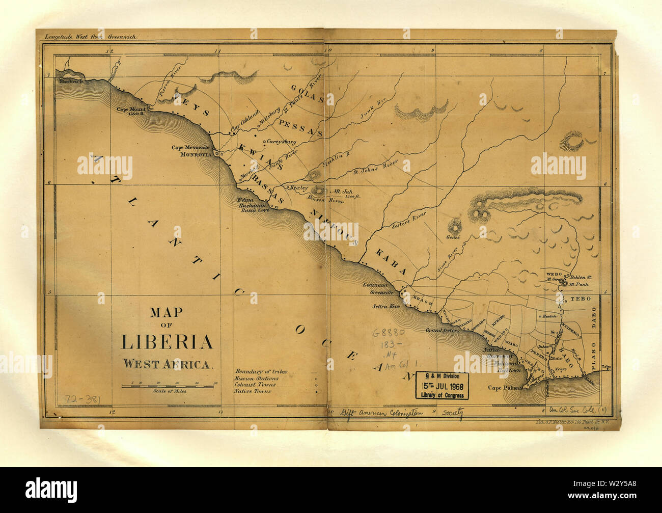 Karte von Liberia, Westafrika - WDL Stockfoto